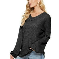 Семпламасигени Есен пуловери за жени Модерен в врата Дълъг ръкав клирънс жените Случайни Мода цвят пуловер хлабав пуловер пуловер