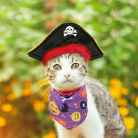 Комплект от Хелоуин домашен любимец костюм котка пират косплей шапка триъгълен шал Комплект за парти