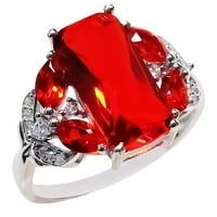 Пръстени циркон Пръстени дамски подаръци бижута Момичета пръстени сватбени пръстени, червено
