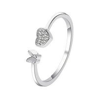 Feledorashia пръстени за жени Матер Ден на подаръци Дами моден пръстен Диамант Любов пеперуда пръстен Отворен творчески пръстен