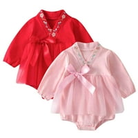 Малко Дете Момичета Къс Ръкав Гащеризон Боди Плетиво Мода Връхни Дрехи За Бебешки Дрехи Розово 90