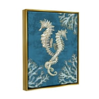 Ступел индустрии преплетени Морски Кончета Плая Сийлайф графично изкуство металик злато плаваща рамка платно печат стена изкуство, дизайн от Пол Брент