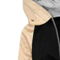 Жени модни цветове съвпадение на яке с цип джобна суичър с дълъг ръкав палто с качулки пуловери жени пуловер дълги дамски дрехи падат модерни