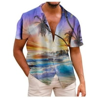 Имам хавайски ризи за мъже с къс ръкав редовно годни Мъжки флорални ризи Лилаво л