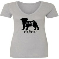 Pug Mom Дамска тениска с V-образно деколте