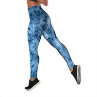 Дамски панталони дамски печат тренировка панталони корема контрол тренировка гамаши висока талия йога панталони син л