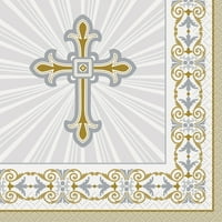 Светещи кръст Религиозна хартия салфетки за напитки, 5в, злато и сребро, 16кт