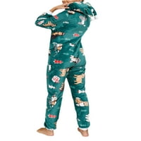 Michellecmm Коледен костюм за жени, зимна уютна качулка, пижама за печат на Дядо Коледа