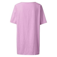 Дамски модни средата дължина хлабав Плътен цвят риза с къс ръкав ежедневни върхове