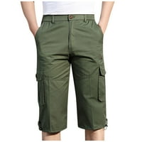 Елнея мъжки летни ежедневни фитнес културизъм Плътен цвят Джобни спортни шорти панталони армия зелен КСКСЛ