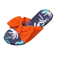 Daznico Womens Sandals Жени чехли лятна декорация на лък плоско дъно удобни плажни сандали