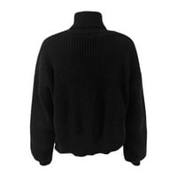дамски Пуловери дамски есенни блузи дамски есенни и зимни якета ежедневни Плътен цвят къс пуловер Пуловер Есен Пуловери черно с