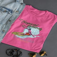 Тропичен остров сърф вибрация с форма на тениска жени -раземи с Shutterstock, женски малки