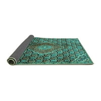 Ahgly Company Indoor Round Персийски тюркоазени сини традиционни килими, 4 'кръг