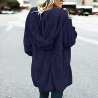 Absuyy Coats for Women Hoodies Open Front Front Mid-Length Blue Juniors Якета Размер 3XL