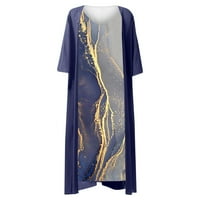 Женски случаен моден печат с v-образно деколте с дълга дължина Камизол Две комплект рокля