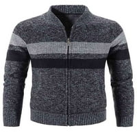 Avamo Fashion Color Block пуловери за мъже дебели плетени топли пълен цип нагоре жилести пуловери Небрежни тънки изходи с джобове