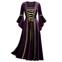 Ренесансова рокля за жени плюс размер средновековна рокля дантела нагоре по корсет викинг рокля с дълъг ръкав ирландски над дълга рокля