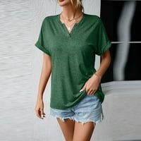 Leylayray дамски върхове дамски модни ежедневни удобни v шия кратък ръкав върхове блуза зелено xl