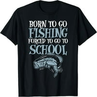 Роден риболов, принуден да училище забавна бас риба рибар, тениска с къс ръкав