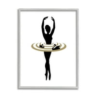 Ступел индустрии прост балет балерина лебед танц силует графично изкуство сива рамка изкуство печат стена изкуство, 11х14