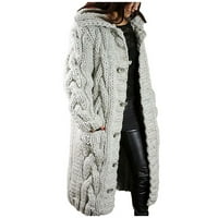 Зимни якета за жени Плюс размер клирънс жените качулка жилетка голям размер пуловер джоб еднореден Дълги ръкави палто сиво Хххл, ак18496