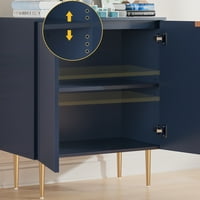 Sanspredet Modern Sideboard Cabinet Set от 2, Credenza акцент шкаф шкаф шкаф със съхранение и регулируеми рафтове, бар шкаф шкаф конзолна маса за дома и кухня трапезария, синьо