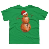 Коледни баскетболни момчета Кели Зелен графичен тройник - Дизайн от хора XL