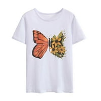 Тениски за жени пеперуда графичен тройник природа флорална тениска с късо ръкав