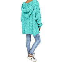 Азрийски дамски плюс размер суичър за зима зимен клирънс, жени модни свободни големи размери цвят качулка дълги ръкави пуловерни върхове в продажба