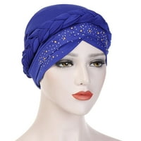 Мюсюлмански жени тюрбан шапка плитка гореща fi Rhinestone Chemo Cap Bandana Headwrap