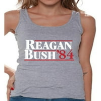 Неудобни стилове Рейгън Буш Танк Топ за жени ретро президентска кампания резервоар Смешно юли облекло Роналд Рейгън Буш риза без ръкави за жени Републикански подаръци за нейния ретро Рейгън Буш резервоар