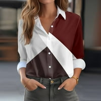 Блузи за жени облечени ежедневни цветни риза с дълъг ръкав флорални върхове за печат свободна яка секси тениски мода