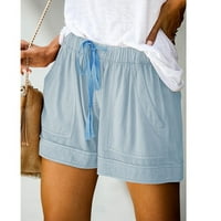 Женски лято плюс размер небрежни къси панталони Разхлабени удобни джобове на джобове за теглички черни 5xl