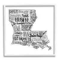 Ступел индустрии Луизиана държавна карта Типография градове графично изкуство бяла рамка изкуство печат стена изкуство, дизайн от събота вечер пост