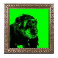 Търговска марка изобразително изкуство шимпанзе 5 платно изкуство от Клеър Дохърти, Златна украсена рамка