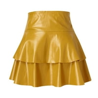 Женска кожена пола от кожена пола плътни дизайн твърд цвят нередовен словен пола за еднократна маса пола