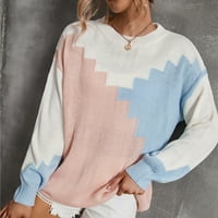 Гюзом пуловер за жени в продажба-контраст Пачуърк хлабав случайни върхове мода пуловер пуловери за жени модерни върхове нови пристигащи розов Размер 4