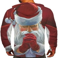 Дикона Мъже Коледа С качулка, Дълъг ръкав снежен човек Дядо Коледа С качулка пуловер с джоб