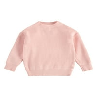 Izhansean бебе момиче пуловер Новородено малко дете макет на врата плетен суичър есен зима пуловер върхове дрехи розово 3- години