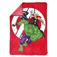 Отмъстителите с Капитан Америка, Хълк и тор детско одеяло, 90, микрофибър, червено, Марвел
