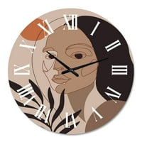 Дизайнарт 'Ретро Минималистичен Портрет На Млада Жена' Модерен Стенен Часовник
