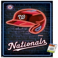 Вашингтон национали-неонов шлем стена плакат с пуш щифтове, 22.375 34