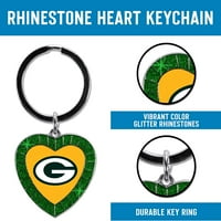 Wisconsin Badgers NCAA Rhinestone Heart Colored Keychain, червено, по дължина