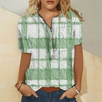 Лятото навърших доста женската модна отпечатана женска риза с къс ръкав зелено 6