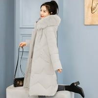 Зимни ежедневни палта за жени-дълги палта Дълъг ръкав Поло Пълен цип Връхни дрехи твърди, за есента зимата бели ХХХЛ