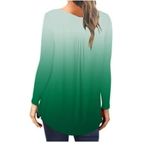 Женски суичърс клирънс под 10 долара, жени ежедневни тениски отпечатани с дълъг ръкав кръгла шия, руч за блуза на пуловер