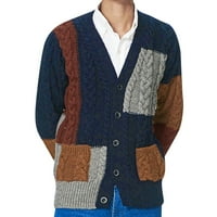 Кетих-Чн Кардиган Мъжки шал яка Кардиган Пуловери Кабел плетен бутон надолу Стилен пуловер с джобове