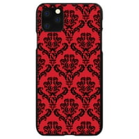 Калъф за различна връзка за iPhone Pro Ma - Персонализиран Ultra Slim Thit Hard Black Plastic Cover - Червено черен Дамаски модел - Флорален дамаски модел
