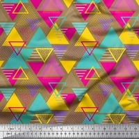 Соимой Кафяв Мъх Жоржет Плат Триъгълник Изкуство Геометрични Тъкани Отпечатъци От Двор Широк